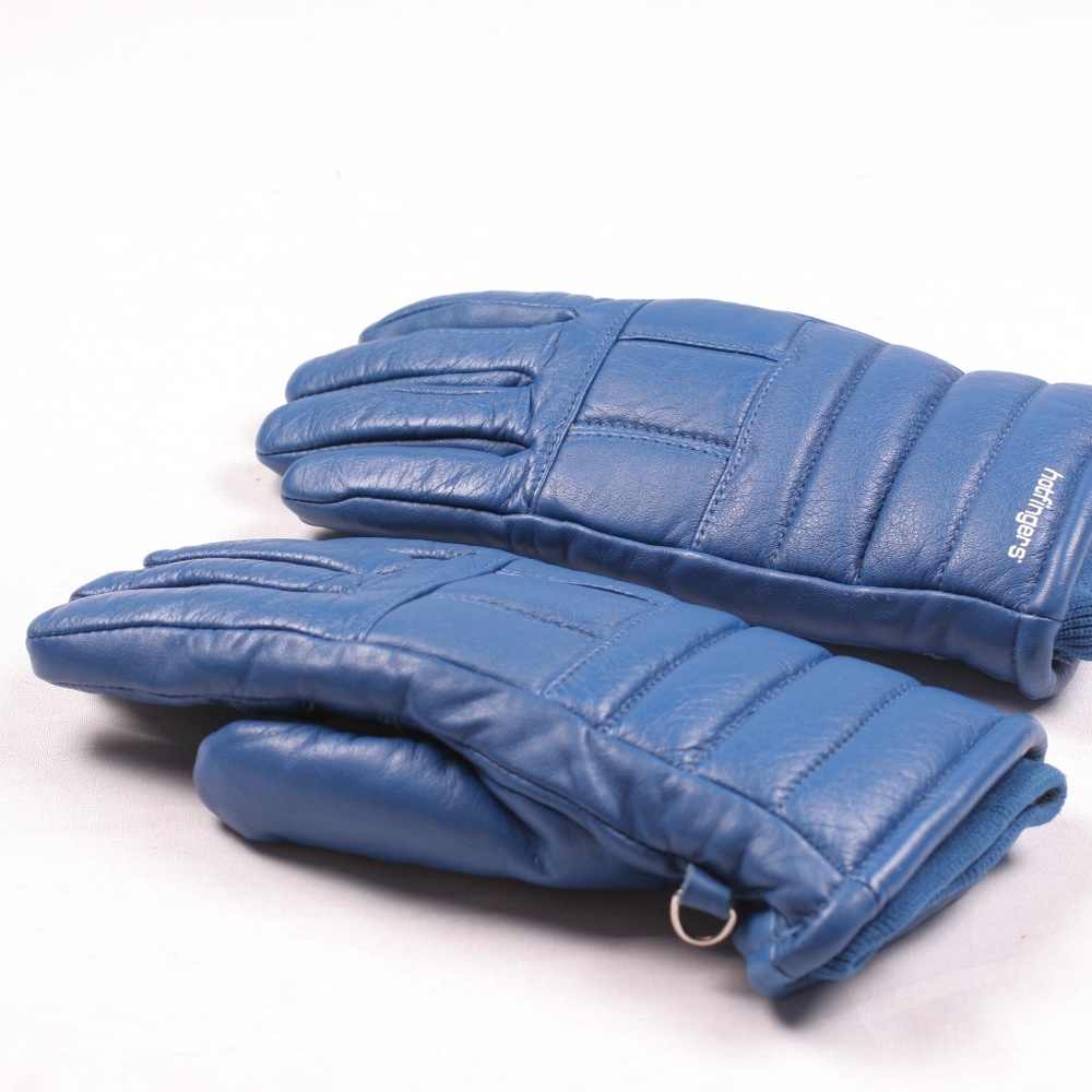 Hotfinger Blue Leather Winter Gloves